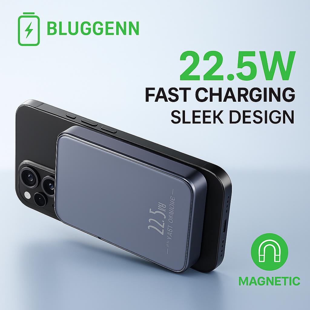BLUGGENN Magnetic Power Bank – 10000mAh | 22.5 Fast Charge | Type-C